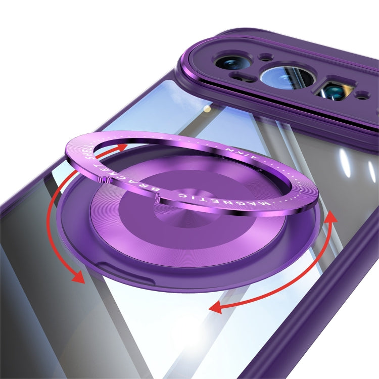 For Google Pixel 9 Pro XL 360 Holder Magsafe Acrylic Hybrid TPU Phone Case(Purple) - Google Cases by PMC TechLife | Online Shopping South Africa | PMC TechLife | Buy Now Pay Later Mobicred