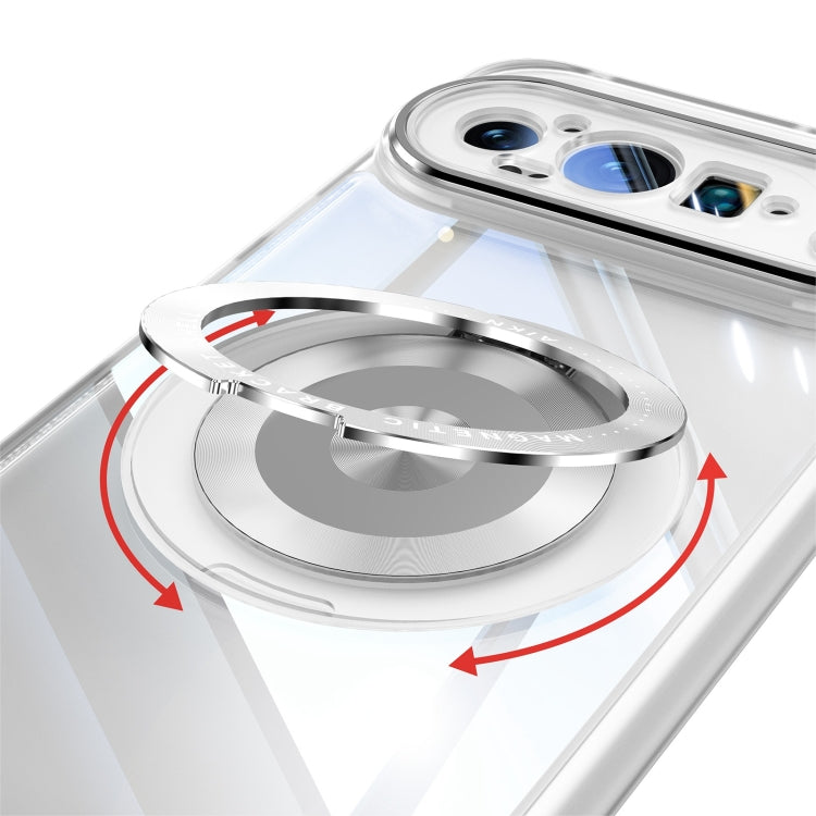 For Google Pixel 9 Pro XL 360 Holder Magsafe Acrylic Hybrid TPU Phone Case(Frosted White) - Google Cases by PMC TechLife | Online Shopping South Africa | PMC TechLife | Buy Now Pay Later Mobicred