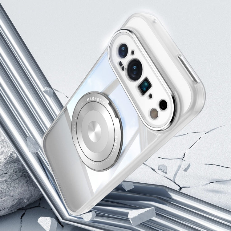 For Google Pixel 9 Pro XL 360 Holder Magsafe Acrylic Hybrid TPU Phone Case(Frosted White) - Google Cases by PMC TechLife | Online Shopping South Africa | PMC TechLife | Buy Now Pay Later Mobicred
