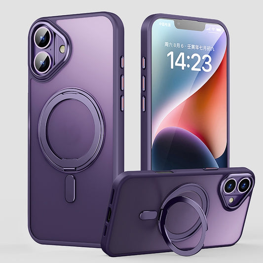 For iPhone 16 360 Rotating MagSafe Magnetic Frosted Phone Case(Purple) - iPhone 16 Cases by PMC Jewellery | Online Shopping South Africa | PMC Jewellery | Buy Now Pay Later Mobicred