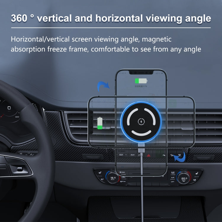 M68 15W Magnetic Wireless Charging Car Holder(Dark Grey) - Wireless Charger Holders by PMC Jewellery | Online Shopping South Africa | PMC Jewellery | Buy Now Pay Later Mobicred