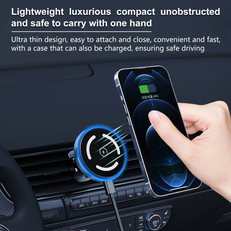 M68 15W Magnetic QI Standard Wireless Charging Car Holder(Dark Grey) - Wireless Charger Holders by PMC Jewellery | Online Shopping South Africa | PMC Jewellery | Buy Now Pay Later Mobicred