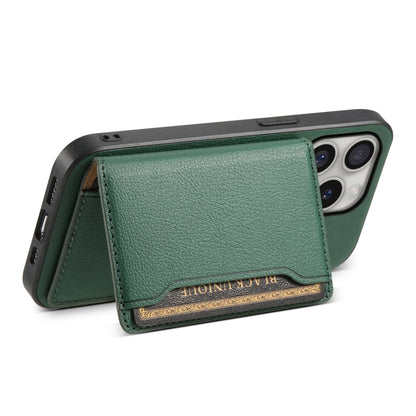 For iPhone 16 Pro Calf Texture Card Bag Design Full Coverage Phone Case(Green) - iPhone 16 Pro Cases by PMC Jewellery | Online Shopping South Africa | PMC Jewellery | Buy Now Pay Later Mobicred