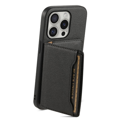 For iPhone 16 Pro Max Calf Texture Card Bag Design Full Coverage Phone Case(Black) - iPhone 16 Pro Max Cases by PMC Jewellery | Online Shopping South Africa | PMC Jewellery | Buy Now Pay Later Mobicred