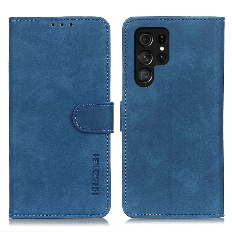 For Samsung Galaxy S25 Ultra 5G KHAZNEH Retro Texture Horizontal Flip Leather Phone Case(Blue) - Galaxy S25 Ultra 5G Cases by PMC Jewellery | Online Shopping South Africa | PMC Jewellery | Buy Now Pay Later Mobicred