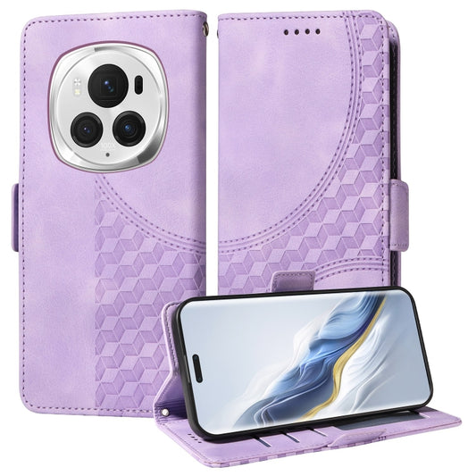 For Honor Magic6 Pro Embossed Rhombus Starry Leather Phone Case(Purple) - Honor Cases by PMC Jewellery | Online Shopping South Africa | PMC Jewellery | Buy Now Pay Later Mobicred