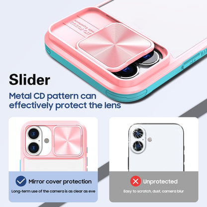 For iPhone 16 Sliding Camshield Acrylic Hybrid TPU Phone Case(Pink Cyan) - iPhone 16 Cases by PMC Jewellery | Online Shopping South Africa | PMC Jewellery | Buy Now Pay Later Mobicred