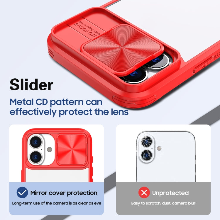 For iPhone 16 Sliding Camshield Acrylic Hybrid TPU Phone Case(Red) - iPhone 16 Cases by PMC Jewellery | Online Shopping South Africa | PMC Jewellery | Buy Now Pay Later Mobicred