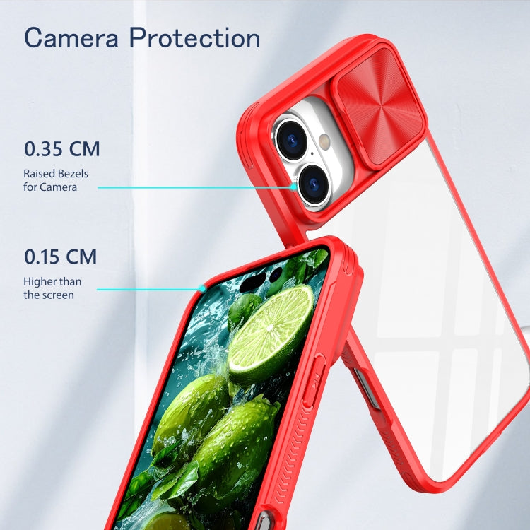 For iPhone 16 Sliding Camshield Acrylic Hybrid TPU Phone Case(Red) - iPhone 16 Cases by PMC Jewellery | Online Shopping South Africa | PMC Jewellery | Buy Now Pay Later Mobicred