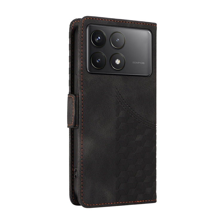 For Redmi K70 / K70 Pro Embossed Rhombus Starry Leather Phone Case(Black) - K70 Pro Cases by PMC Jewellery | Online Shopping South Africa | PMC Jewellery | Buy Now Pay Later Mobicred