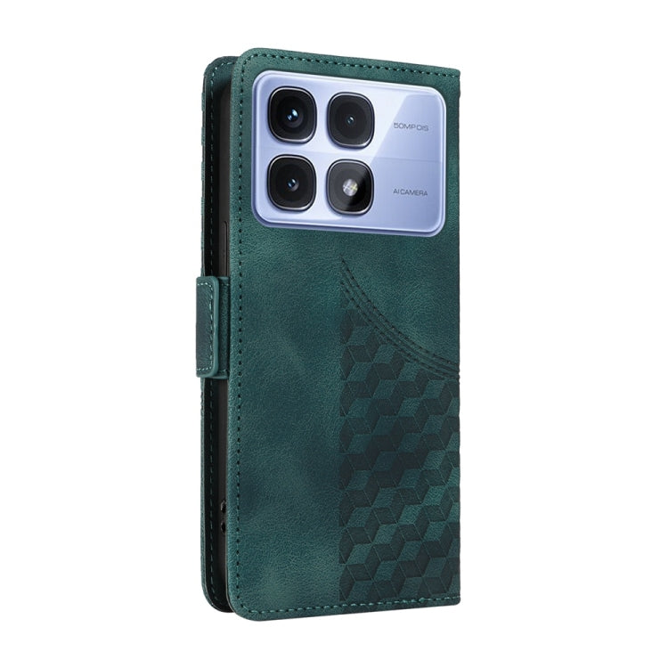 For Redmi K70 Ultra Embossed Rhombus Starry Leather Phone Case(Green) - Xiaomi Cases by PMC Jewellery | Online Shopping South Africa | PMC Jewellery | Buy Now Pay Later Mobicred