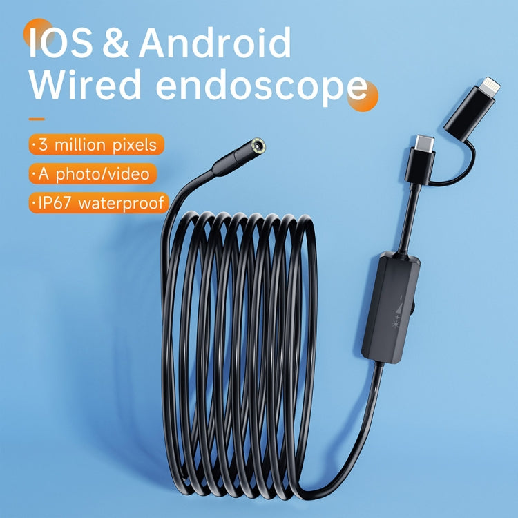 AN112 2 in 1 USB-C / Type-C + 8 Pin Interface 8mm HD Industry Endoscope, Length:3.5m Hard Tube -  by PMC TechLife | Online Shopping South Africa | PMC TechLife | Buy Now Pay Later Mobicred