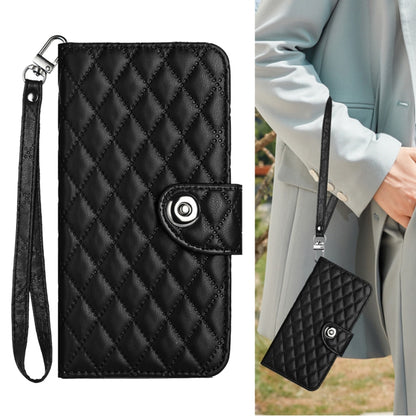 For Redmi K70 Ultra 5G Global Rhombic Texture Flip Leather Phone Case with Lanyard(Black) - Xiaomi Cases by PMC Jewellery | Online Shopping South Africa | PMC Jewellery | Buy Now Pay Later Mobicred