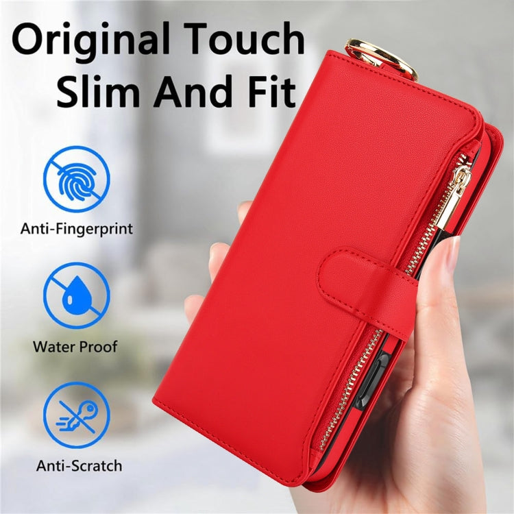 For iPhone 16 Pro Crossbody Ring Multifunctional Wallet Leather Phone Case(Red) - More iPhone Cases by PMC Jewellery | Online Shopping South Africa | PMC Jewellery | Buy Now Pay Later Mobicred