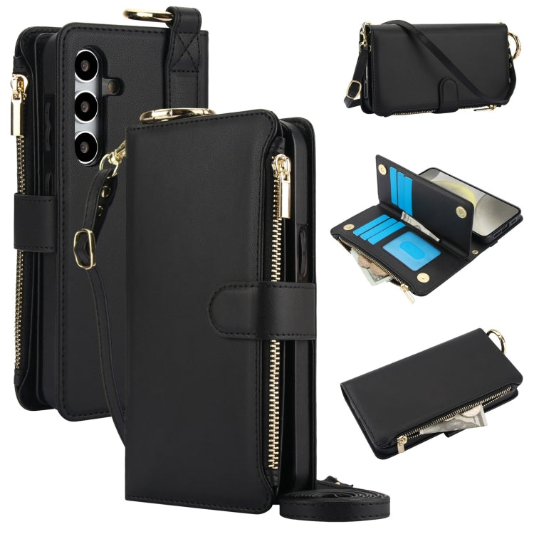 For Samsung Galaxy S24 5G Crossbody Ring Multifunctional Wallet Leather Phone Case(Black) - Galaxy S24 5G Cases by PMC Jewellery | Online Shopping South Africa | PMC Jewellery | Buy Now Pay Later Mobicred