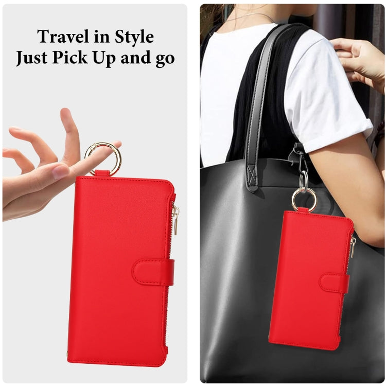 For Samsung Galaxy S24 5G Crossbody Ring Multifunctional Wallet Leather Phone Case(Red) - Galaxy S24 5G Cases by PMC Jewellery | Online Shopping South Africa | PMC Jewellery | Buy Now Pay Later Mobicred