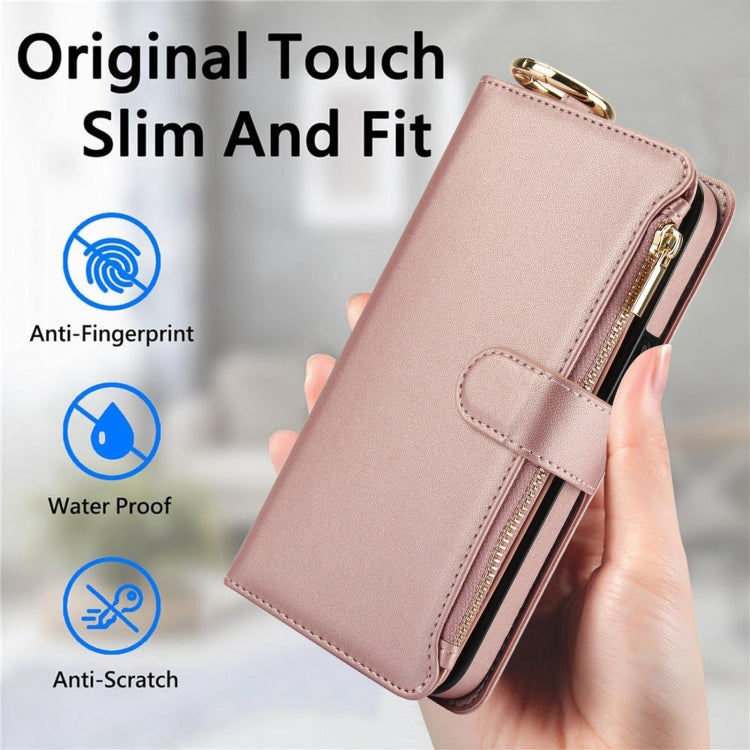 For Samsung Galaxy S24 5G Crossbody Ring Multifunctional Wallet Leather Phone Case(Rose Gold) - Galaxy S24 5G Cases by PMC Jewellery | Online Shopping South Africa | PMC Jewellery | Buy Now Pay Later Mobicred