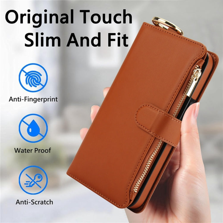 For Samsung Galaxy S24 5G Crossbody Ring Multifunctional Wallet Leather Phone Case(Brown) - Galaxy S24 5G Cases by PMC Jewellery | Online Shopping South Africa | PMC Jewellery | Buy Now Pay Later Mobicred