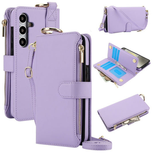 For Samsung Galaxy S24+ 5G Crossbody Ring Multifunctional Wallet Leather Phone Case(Purple) - Galaxy S24+ 5G Cases by PMC Jewellery | Online Shopping South Africa | PMC Jewellery | Buy Now Pay Later Mobicred