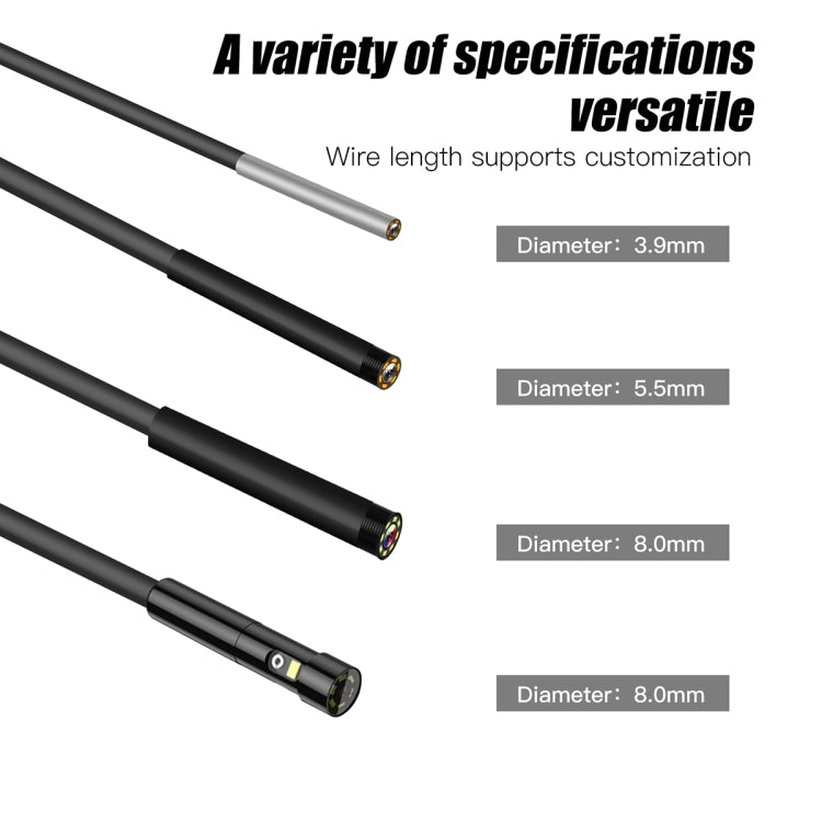 T20 4.3 inch IPS Screen 5.5mm Single Camera IP67 Waterproof Hard Cable Digital Endoscope, Length:2m(Black Orange) -  by PMC TechLife | Online Shopping South Africa | PMC TechLife | Buy Now Pay Later Mobicred
