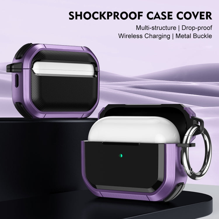For AirPods 3 Armor TPU + PC Earbuds Box Protective Case with Metal Buckle(Silver) - For AirPods 3 by PMC Jewellery | Online Shopping South Africa | PMC Jewellery | Buy Now Pay Later Mobicred