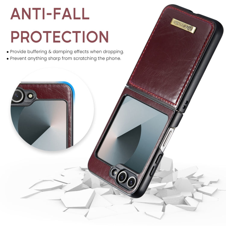 For Samsung Galaxy Z Flip6 5G CaseMe 003 Crazy Horse Texture Flip Leather Phone Case(Wine Red) - Galaxy Z Flip6 5G Cases by CaseMe | Online Shopping South Africa | PMC Jewellery | Buy Now Pay Later Mobicred