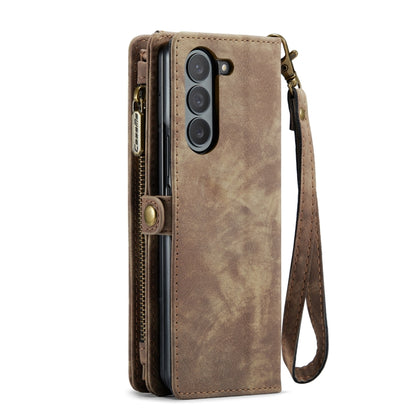 For Samsung Galaxy Z Fold6 5G CaseMe 008 Multifunctional Zipper Wallet Leather Phone Case with Lanyard(Brown) - Galaxy Z Fold6 5G Cases by CaseMe | Online Shopping South Africa | PMC Jewellery | Buy Now Pay Later Mobicred