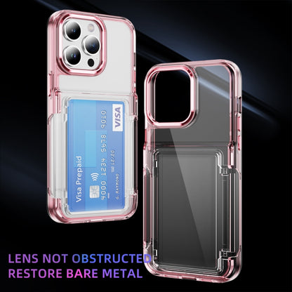 For iPhone 16 Card Holder Acrylic Hybrid TPU Phone Case(Transparent Pink) - iPhone 16 Cases by PMC Jewellery | Online Shopping South Africa | PMC Jewellery | Buy Now Pay Later Mobicred