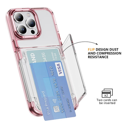 For iPhone 16 Card Holder Acrylic Hybrid TPU Phone Case(Transparent Pink) - iPhone 16 Cases by PMC Jewellery | Online Shopping South Africa | PMC Jewellery | Buy Now Pay Later Mobicred