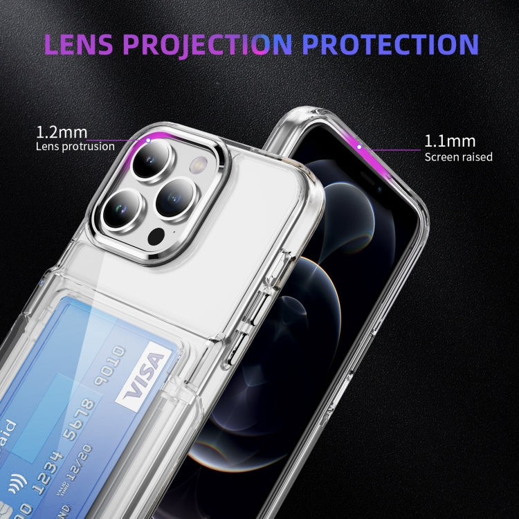 For iPhone 16 Card Holder Acrylic Hybrid TPU Phone Case(Transparent) - iPhone 16 Cases by PMC TechLife | Online Shopping South Africa | PMC TechLife | Buy Now Pay Later Mobicred