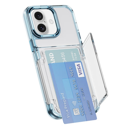 For iPhone 16 Plus Card Holder Acrylic Hybrid TPU Phone Case(Transparent Blue) - iPhone 16 Plus Cases by PMC Jewellery | Online Shopping South Africa | PMC Jewellery | Buy Now Pay Later Mobicred