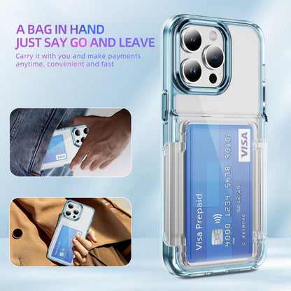 For iPhone 16 Plus Card Holder Acrylic Hybrid TPU Phone Case(Transparent Blue) - iPhone 16 Plus Cases by PMC Jewellery | Online Shopping South Africa | PMC Jewellery | Buy Now Pay Later Mobicred