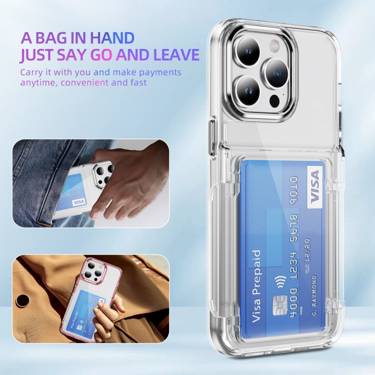 For iPhone 16 Plus Card Holder Acrylic Hybrid TPU Phone Case(Transparent) - iPhone 16 Plus Cases by PMC Jewellery | Online Shopping South Africa | PMC Jewellery | Buy Now Pay Later Mobicred