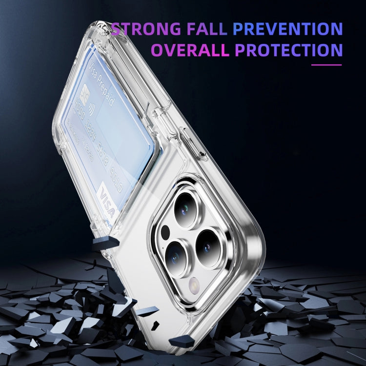 For iPhone 16 Pro Card Holder Acrylic Hybrid TPU Phone Case(Transparent) - iPhone 16 Pro Cases by PMC TechLife | Online Shopping South Africa | PMC TechLife | Buy Now Pay Later Mobicred