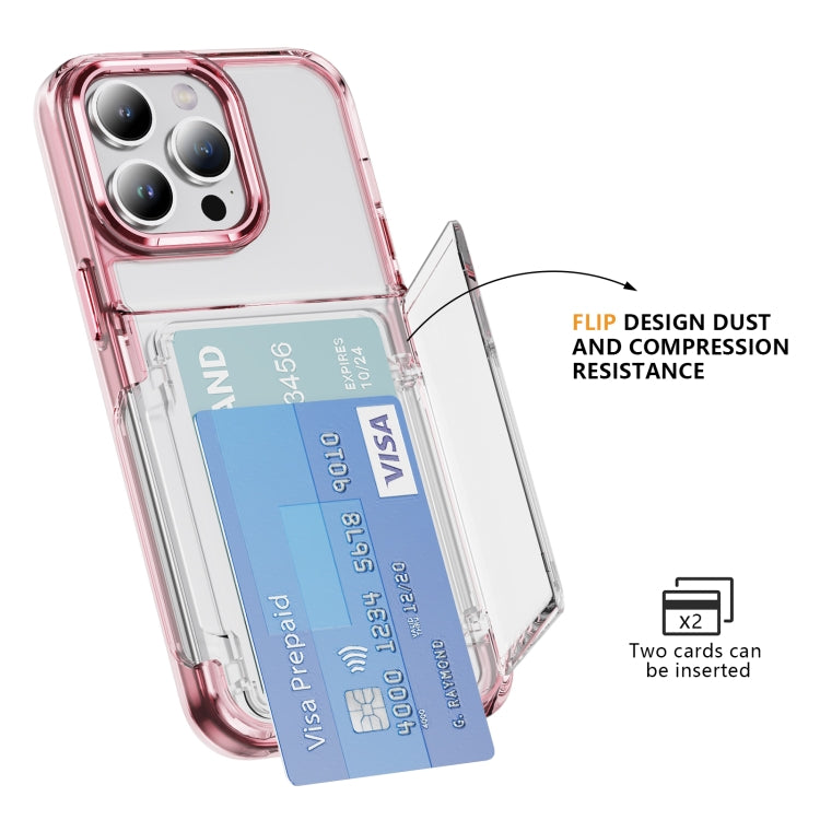 For iPhone 16 Pro Max Card Holder Acrylic Hybrid TPU Phone Case(Transparent Pink) - iPhone 16 Pro Max Cases by PMC Jewellery | Online Shopping South Africa | PMC Jewellery | Buy Now Pay Later Mobicred