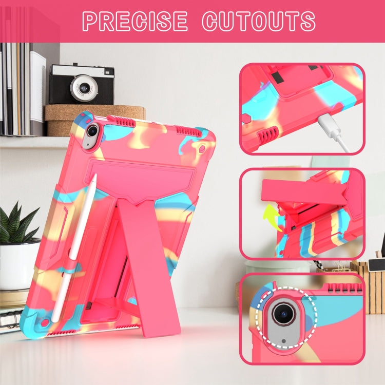 For iPad Air 11 2024 T Holder Robot Silicone Hybrid PC Tablet Case(Camouflage Rose Red) - iPad Air 11 2024 Cases by PMC TechLife | Online Shopping South Africa | PMC TechLife | Buy Now Pay Later Mobicred