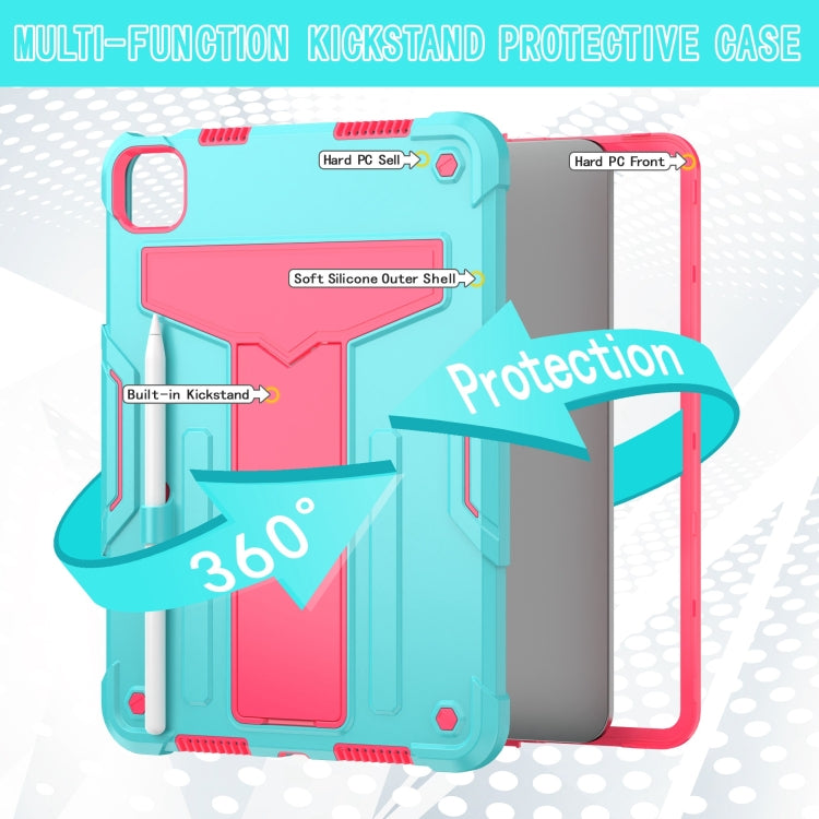 For iPad Pro 11 2024 T Holder Robot Silicone Hybrid PC Tablet Case(Mint Rose Red) - iPad Pro 11 2024 Cases by PMC TechLife | Online Shopping South Africa | PMC TechLife | Buy Now Pay Later Mobicred
