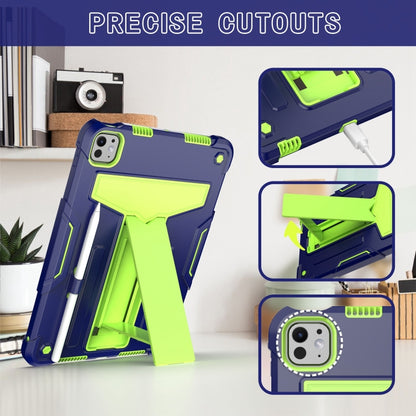 For iPad Pro 11 2024 T Holder Robot Silicone Hybrid PC Tablet Case(Navy Yellow Green) - iPad Pro 11 2024 Cases by PMC Jewellery | Online Shopping South Africa | PMC Jewellery | Buy Now Pay Later Mobicred
