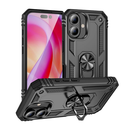 For iPhone 16 Shockproof TPU Hybrid PC Phone Case with Holder(Black) - iPhone 16 Cases by PMC Jewellery | Online Shopping South Africa | PMC Jewellery | Buy Now Pay Later Mobicred