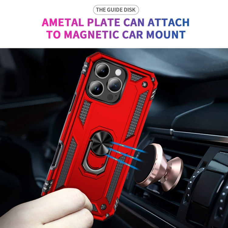 For iPhone 16 Pro Shockproof TPU Hybrid PC Phone Case with Holder(Red) - iPhone 16 Pro Cases by PMC Jewellery | Online Shopping South Africa | PMC Jewellery | Buy Now Pay Later Mobicred