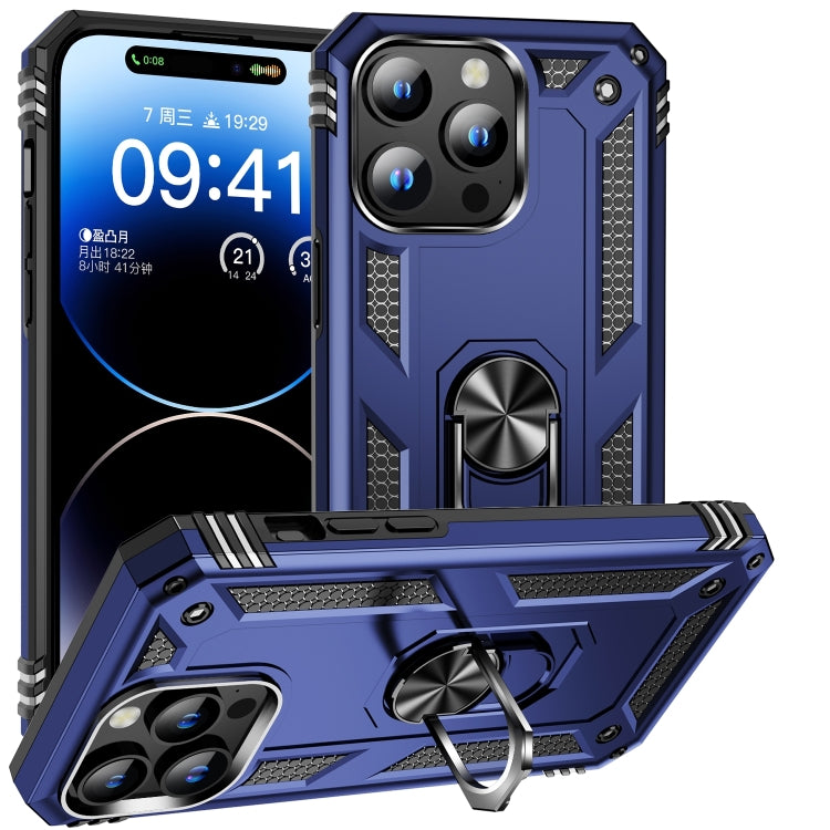 For iPhone 16 Pro Shockproof TPU Hybrid PC Phone Case with Holder(Blue) - iPhone 16 Pro Cases by PMC Jewellery | Online Shopping South Africa | PMC Jewellery | Buy Now Pay Later Mobicred