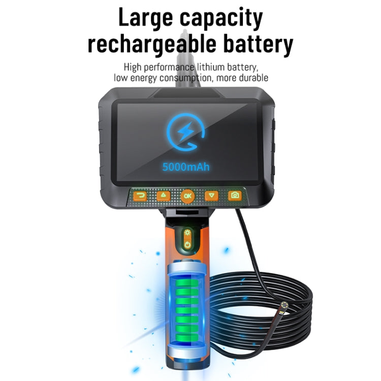 T27 5 inch IPS Color Screen 8mm Single Camera Handheld Hard Cable HD Industrial Endoscope, Length:10m(Orange Black) -  by PMC TechLife | Online Shopping South Africa | PMC TechLife | Buy Now Pay Later Mobicred