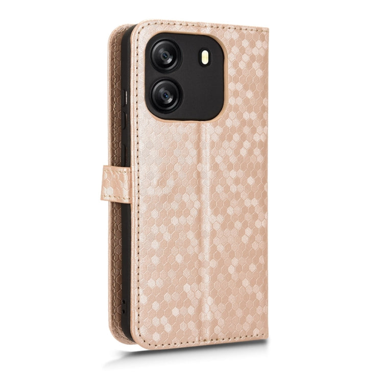 For Blackview Wave 6C Honeycomb Dot Texture Leather Phone Case(Gold) - More Brand by PMC Jewellery | Online Shopping South Africa | PMC Jewellery | Buy Now Pay Later Mobicred