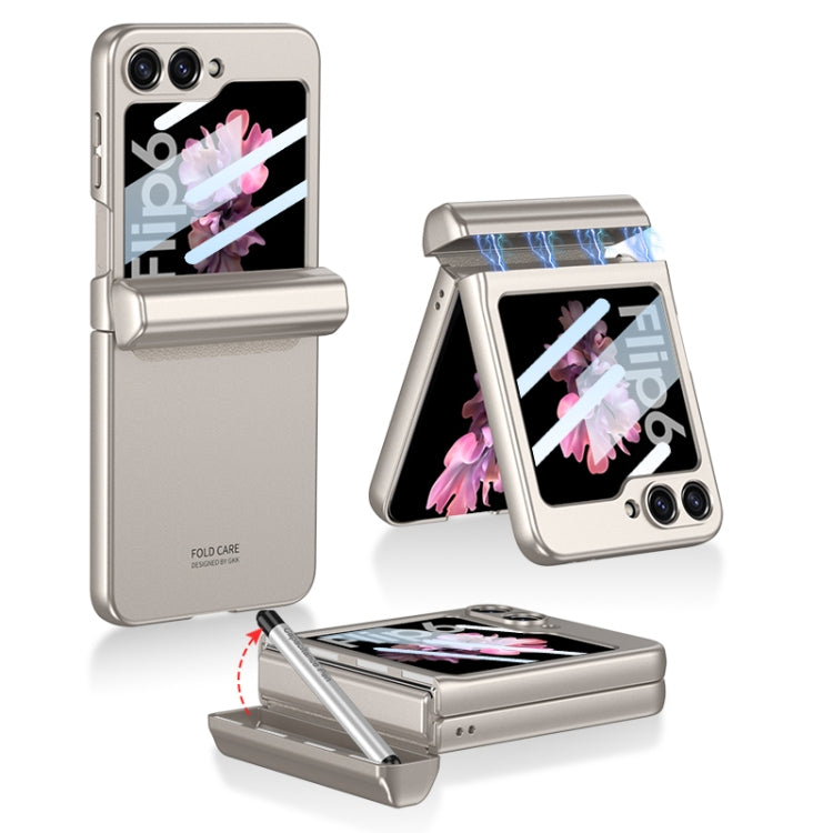 For Samsung Galaxy Z Flip6 GKK Integrated Magnetic Full Coverage Flip Phone Case with Pen Box+Pen(Gray) - Galaxy Z Flip6 5G Cases by GKK | Online Shopping South Africa | PMC Jewellery | Buy Now Pay Later Mobicred