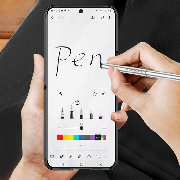 For Samsung Galaxy Z Flip6 / Flip7 FE GKK Integrated Magnetic Full Coverage Flip Phone Case with Pen Box+Pen(Gray) - free shipping - PMC Jewellery - Order now!