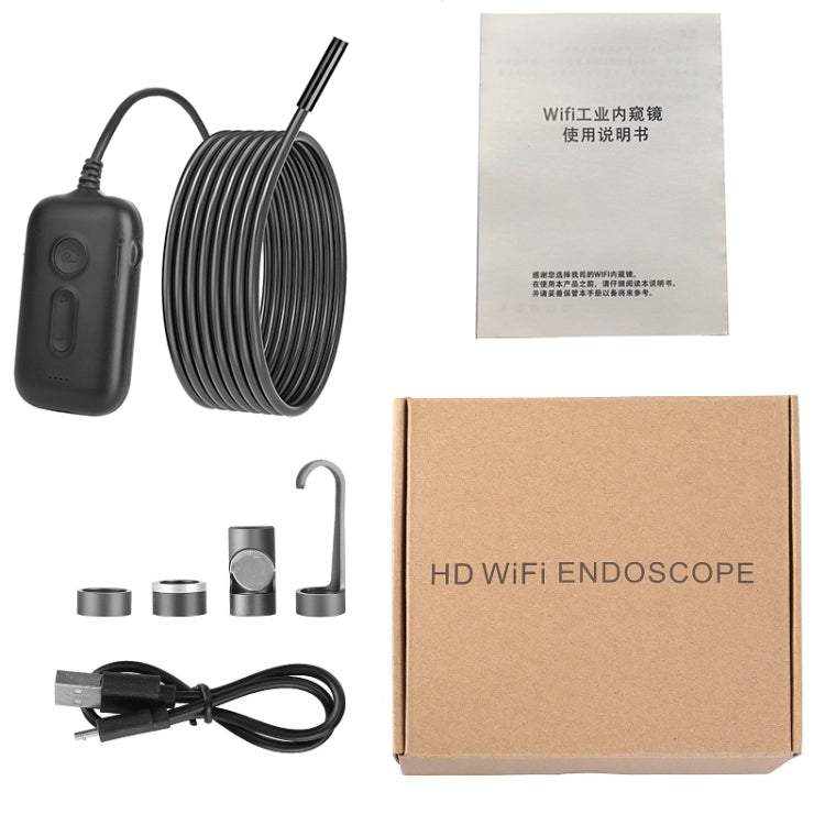 Y15 5.5mm Single Camera WiFi Connected Hard Cable HD Industrial Endoscope, Length:5m(Black) -  by PMC Jewellery | Online Shopping South Africa | PMC Jewellery | Buy Now Pay Later Mobicred