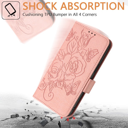 For iPhone SE 2024 Embossed Rose RFID Anti-theft Leather Phone Case(Pink) - More iPhone Cases by PMC Jewellery | Online Shopping South Africa | PMC Jewellery | Buy Now Pay Later Mobicred