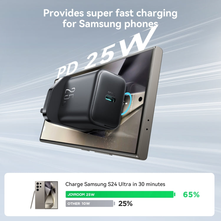 JOYROOM JR-TCF23 25W USB-C / Type-C Port Fast Charger Kit with Type-C to Type-C Cable, Plug:UK Plug(Black) - free shipping - PMC TechLife - Order now!