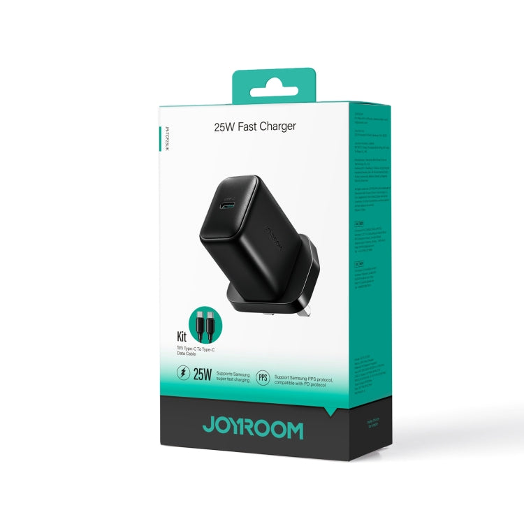 JOYROOM JR-TCF23 25W USB-C / Type-C Port Fast Charger Kit with Type-C to Type-C Cable, Plug:UK Plug(Black) - free shipping - PMC TechLife - Order now!