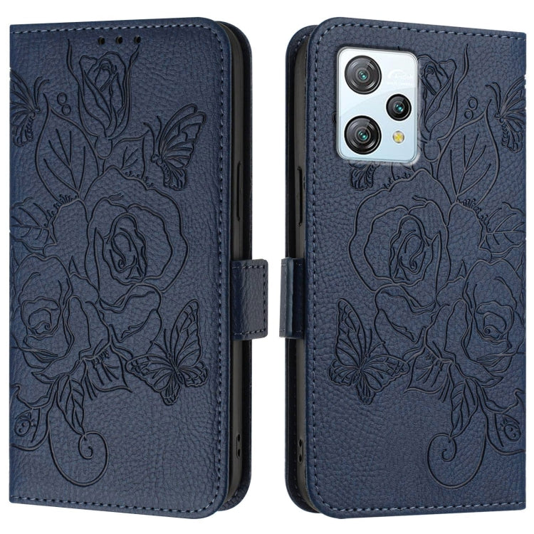 For Blackview A53 Embossed Rose RFID Anti-theft Leather Phone Case(Dark Blue) - More Brand by PMC Jewellery | Online Shopping South Africa | PMC Jewellery | Buy Now Pay Later Mobicred